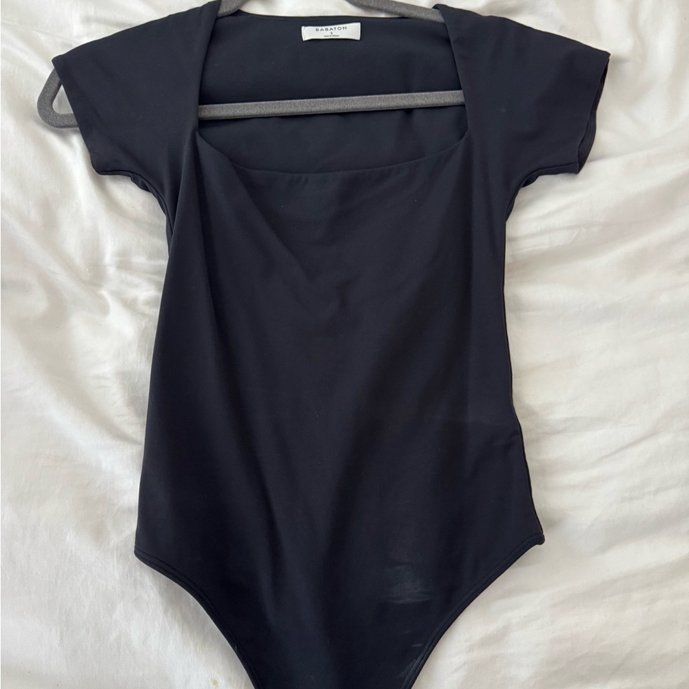 Babaton Black Bodysuit with Square Neckline